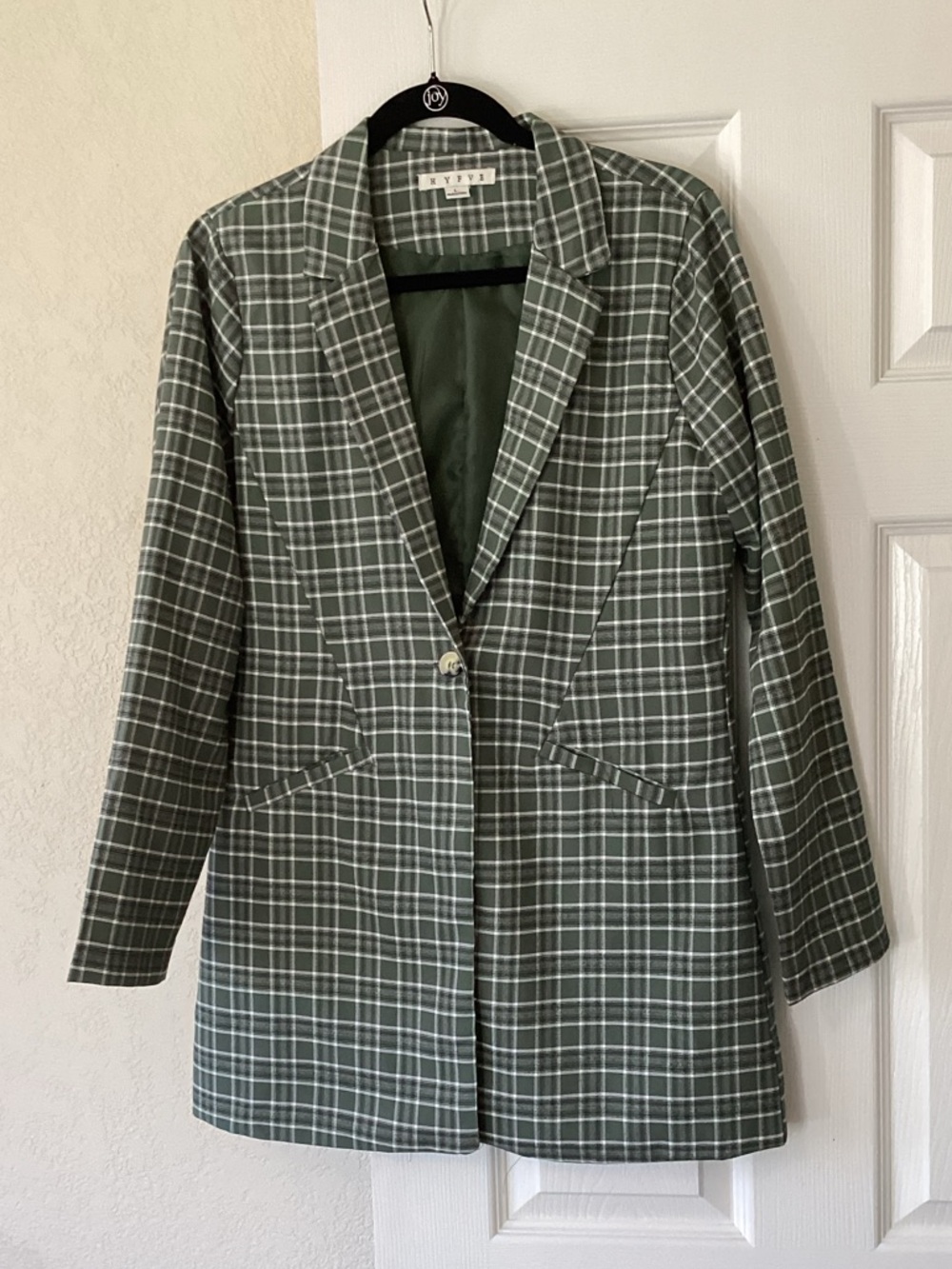 HYFVE Green Plaid Single-Button Blazer